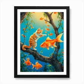 Goldfish Cat 1 Art Print