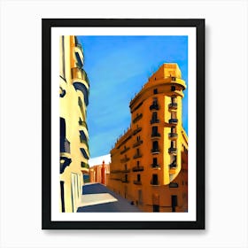 Street Scene In Barcelona Art Print