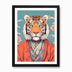 Tiger Illustrations Wearing A Kimono 2 Art Print