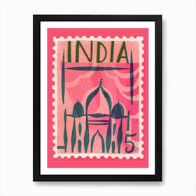 India Postage Stamp Art Print