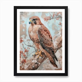 Hawk In Blossom Falcon Bird Wildlife Art Print