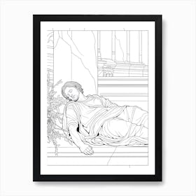 Line Art Inspired By The Death Of Marat 10 Art Print