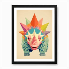 Colourful Dinosaur Pachyrhinosaurus 3 Art Print