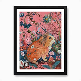 Floral Animal Painting Guinea Pig 1 Art Print