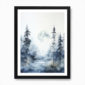 Watercolour Painting Of Boreal Forest   Northern Hemisphere 7 Art Print