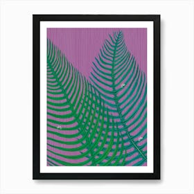 Riding a bike on Fern Leaves Art Print