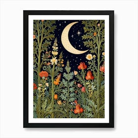 William Morris Moon And Flowers 9 Art Print