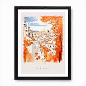 Valencia Spain 3 Orange Drawing Poster Art Print