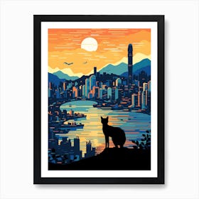 Shenzhen, China Skyline With A Cat 0 Art Print