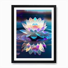 Blooming Lotus Flower In Lake Holographic 6 Art Print