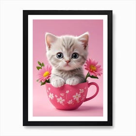 Default Baby Cat In Cup Flowers Cartoon Pink Back Ground 0 869c3e8a Cf95 4e0a Af52 355619408412 1 Out Art Print