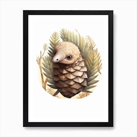 Watercolour Jungle Animal Sunda Pangolin 3 Art Print