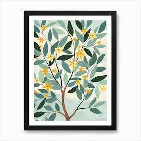 Pecan Tree Flat Illustration 3 Art Print