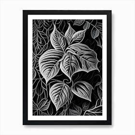 Basil Leaf Linocut 1 Art Print