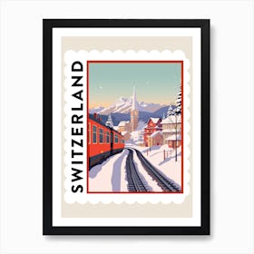 Retro Winter Stamp Poster Lucerne Switzerland 2 Art Print