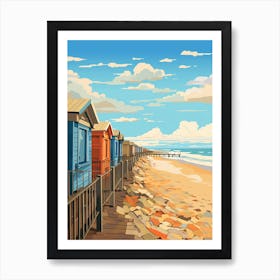 Abstract Illustration Of Southwold Beach Suffolk Orange Hues 3 Art Print