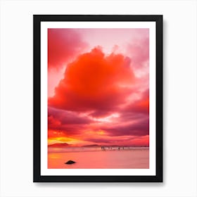 Tanjung Aru Beach, Kota Kinabalu, Malaysia Pink Beach Art Print