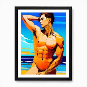 Nude Gay Man On The Beach Art Print
