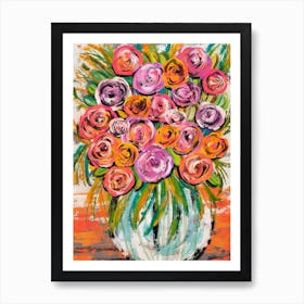 Colorful Bouquet In A Vase Art Print