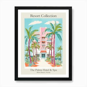 Poster Of The Palms Hotel & Spa   Miami Beach, Florida   Resort Collection Storybook Illustration 3 Art Print