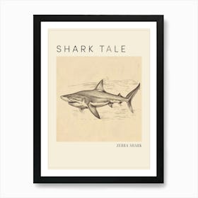 Zebra Shark Vintage Illustration 3 Poster Art Print