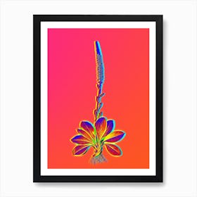 Neon Blazing Star Botanical in Hot Pink and Electric Blue n.0106 Art Print