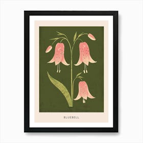 Pink & Green Bluebell 2 Flower Poster Art Print