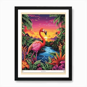 Greater Flamingo Bolivia Tropical Illustration 7 Poster Art Print