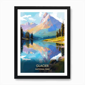 Glacier National Park Travel Poster Illustration Style 2 Art Print
