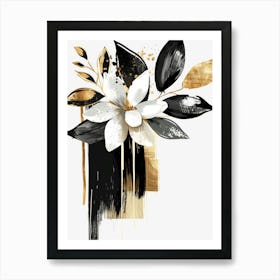 Black And Gold Floral Painting 4 Poster