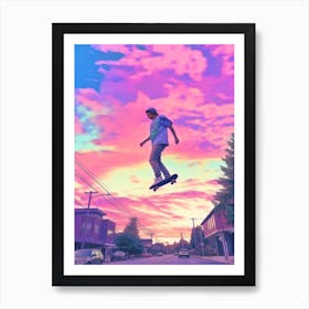 Skateboarding In Vancouver Canada Futuristic 3 Art Print