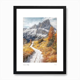 French Alps France Pencil Sketch 3 Watercolour Travel Poster Art Print