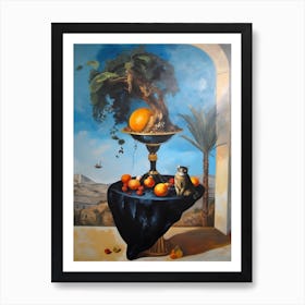 Bouvardia With A Cat 3 Dali Surrealism Style Art Print