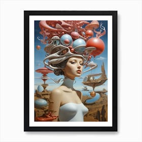  Ai Generated Girl With A Big Head Art Print