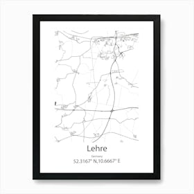 Lehre,Germany Minimalist Map Art Print