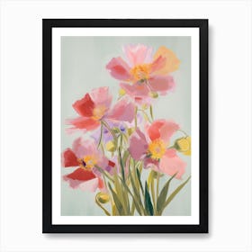 Bouvardia Flowers Acrylic Pastel Colours 2 Art Print