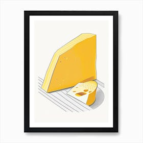 Gruyere Cheese Dairy Food Minimal Line Drawing 2 Art Print