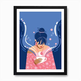 Cosmic Coffee – Blue Art print Art Print