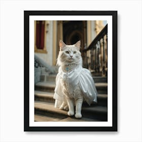 Cat In A Wedding Dress Art Print