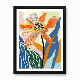 Colourful Flower Illustration Gerbera Daisy 3 Art Print