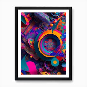 Maximalism Visually Striking Art Piece vibrant colors, diverse patterns 1 Art Print