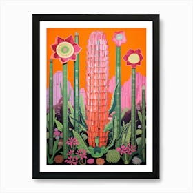 Mexican Style Cactus Illustration Organ Pipe Cactus 2 Art Print