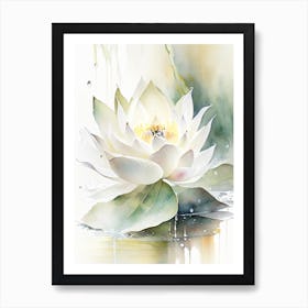 White Lotus Storybook Watercolour 1 Art Print