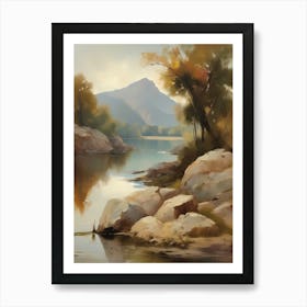 Forest Lake,Vintage Oil Painting,Farm Wall Decorations,Vintage Landscape,Vintage Landscape Oil Painting.23 Art Print