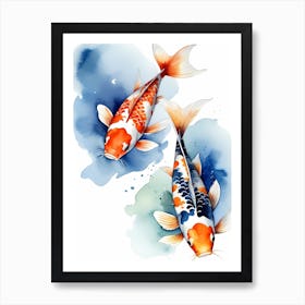 Koi Fish Watercolor Painting (3) 1 Art Print