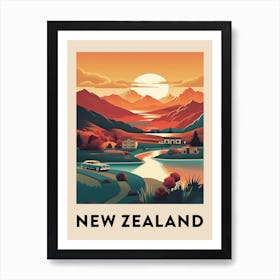 Vintage Travel Poster New Zealand 3 Art Print