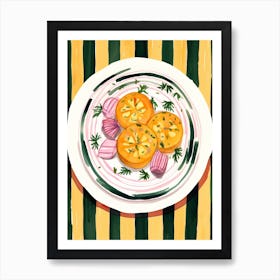 A Plate Of Pumpkins, Autumn Food Illustration Top View 3 Art Print