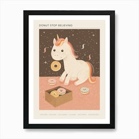 Unicorn & Rainbow Sprinkle Donuts 2 Poster Art Print