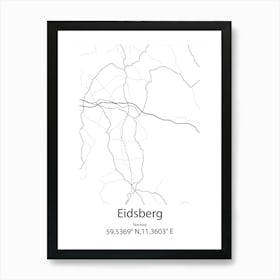 Eidsberg,Norway Minimalist Map Art Print