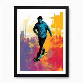 Skateboarding In Copenhagen, Denmark Drawing 1 Art Print